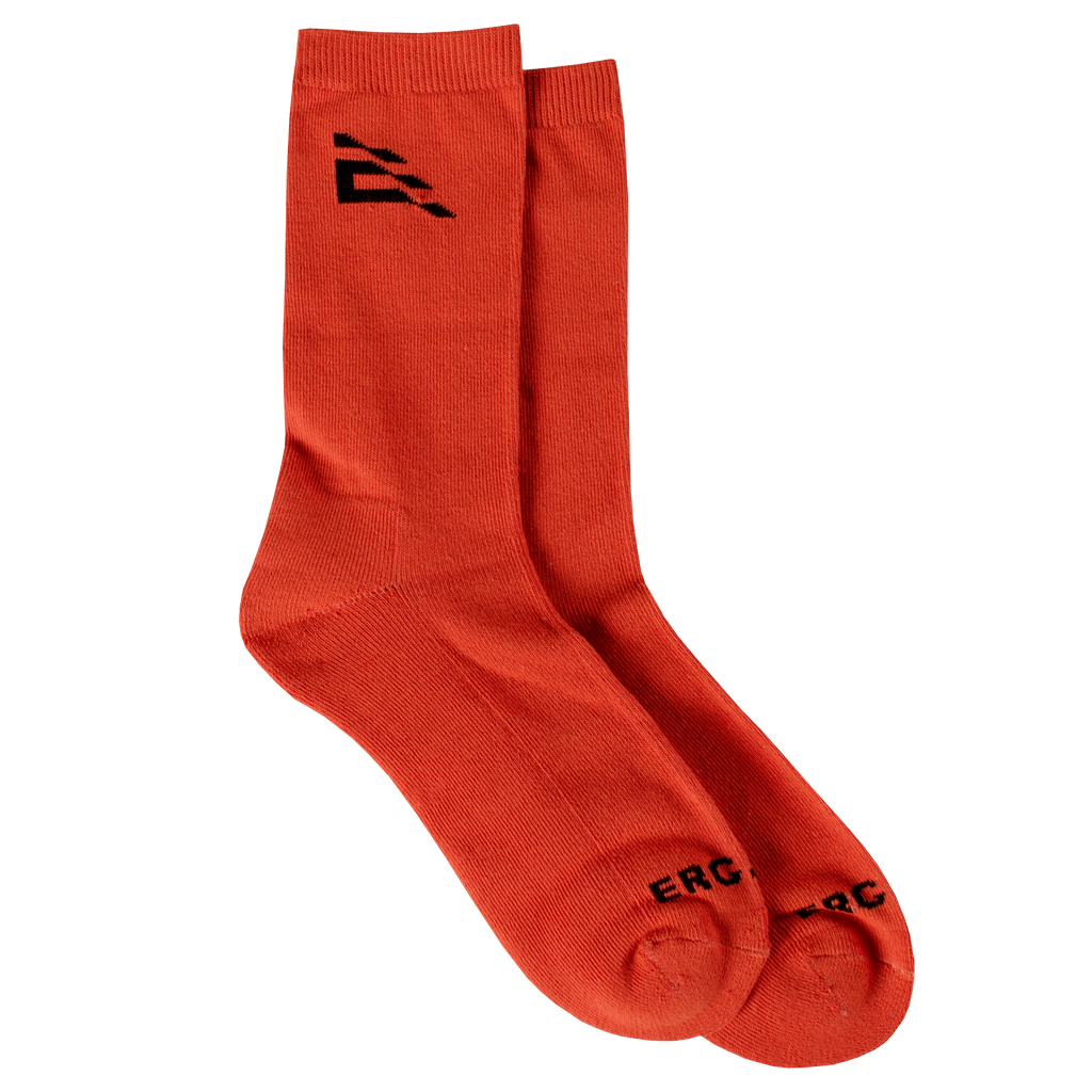 Orange Sock with Ergatta Logo on side and Ergatta text on toe